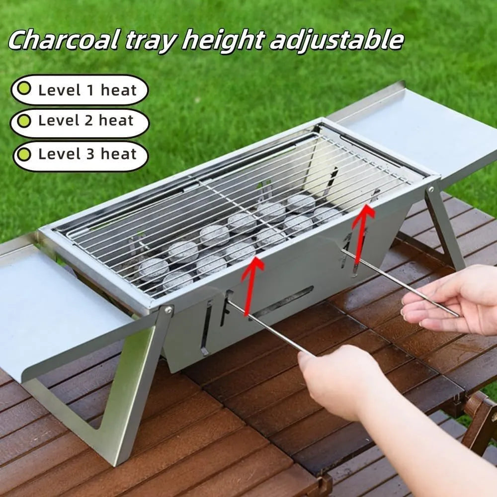 Small folding portable charcoal grill for outdoor barbecues