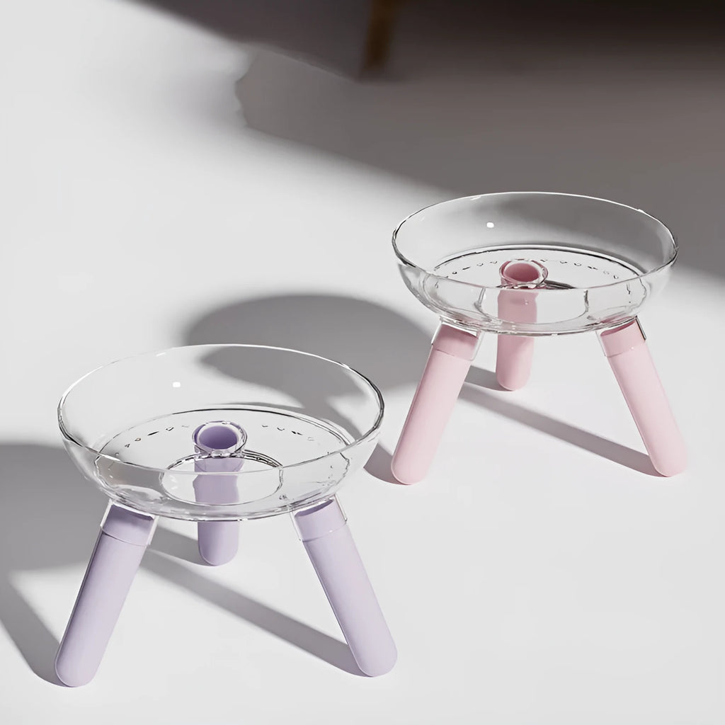 Transparent anti-knock triangle pet feeding bowl 18.2cm diameter PC material for cats and dogs