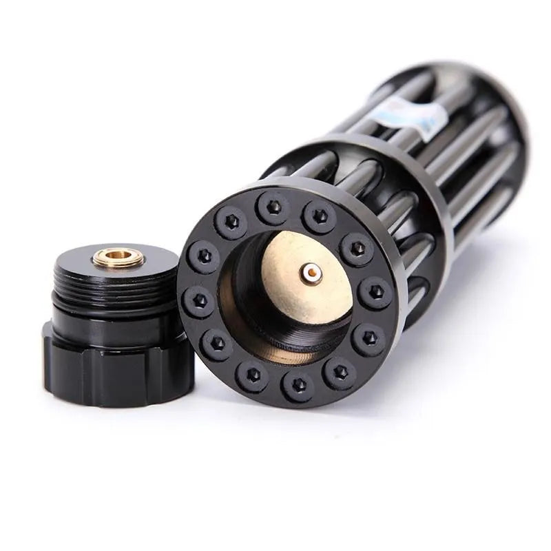 Black anodised aluminium tactical flashlight with laser indicator in B017 blue style