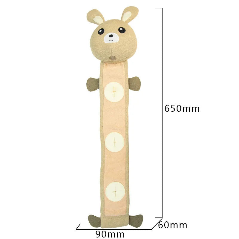 65cm plush dog training toy in poached bunny colour with food hiding compartments