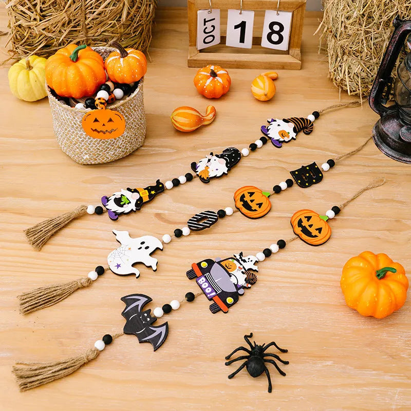 White resin Halloween earring pendant with butterfly tassel, lace, pearl, and rhinestone accents, American European style