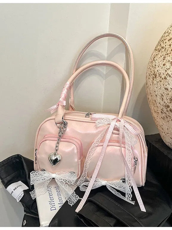 Soft PU casual shoulder bag in horizontal square shape with double straps and mobile phone compartment