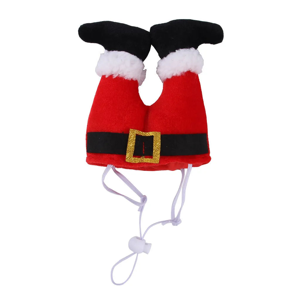 Red polyester Christmas hat for small dogs and cats, 20x17x5cm, one size, festive pet costume accessory
