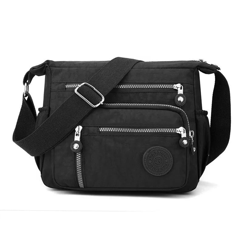Nylon shoulder messenger bag in five colours with large capacity and soft square design