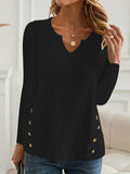 Solid colour knitted sweater with button front in Japanese Korean casual style