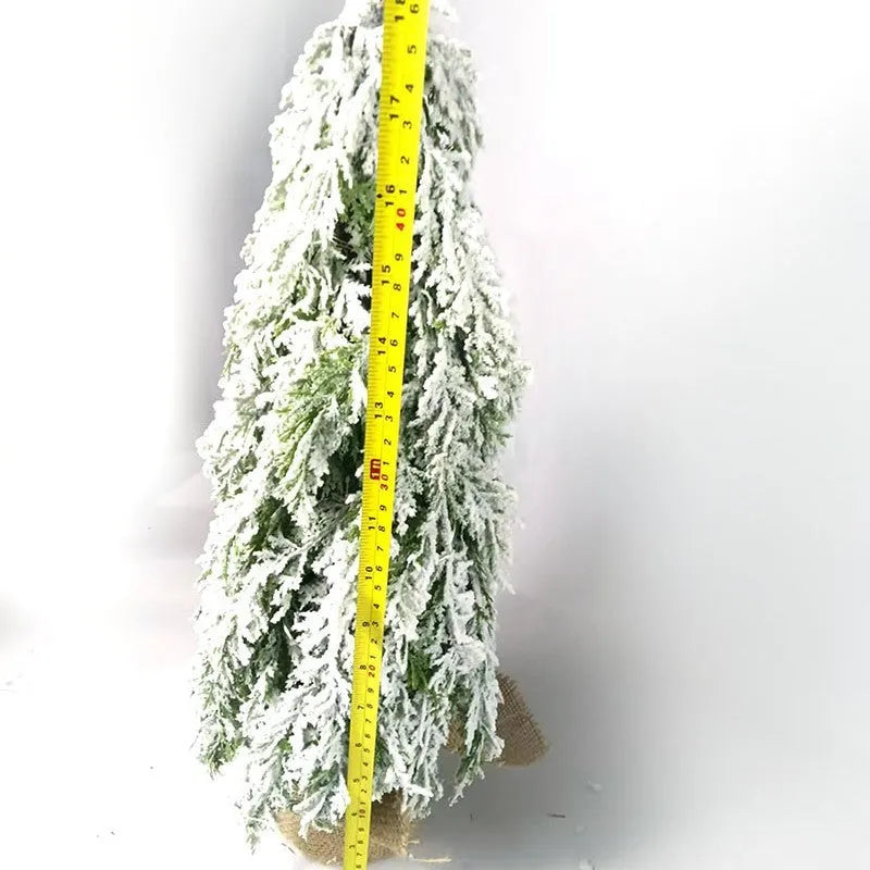 24 inch desktop Christmas tree with battery-operated snow sprayer lights and ornaments