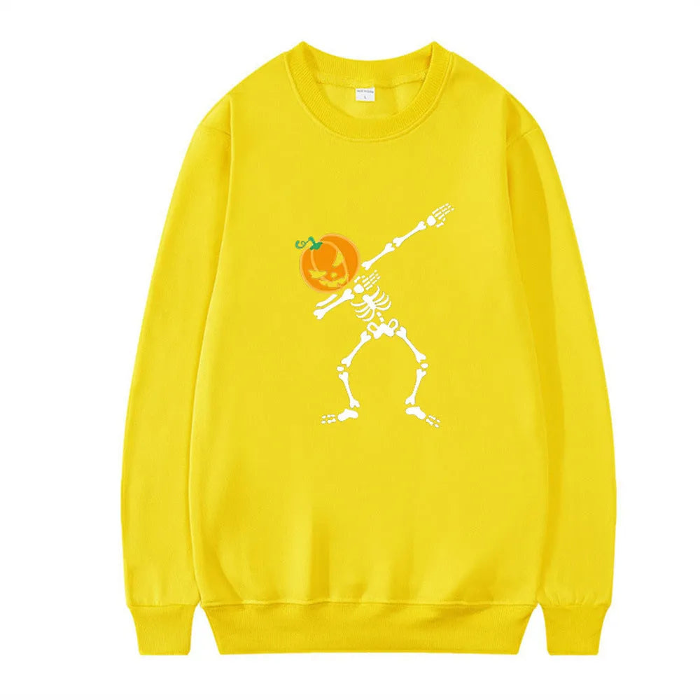 Women's printed cotton crew neck long sleeve top in black, red, yellow, white, or orange red colours
