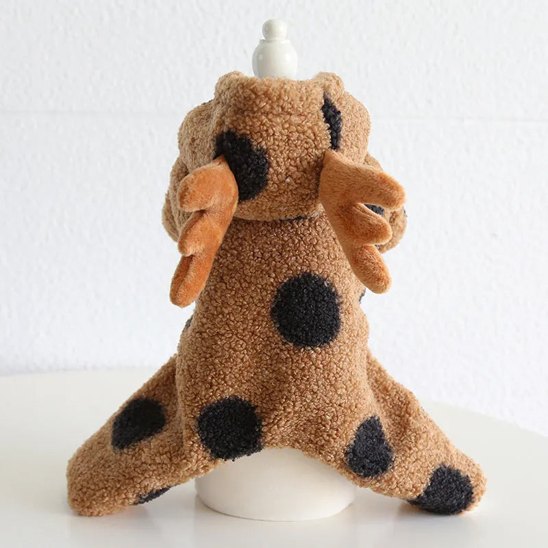 Polka dot elk couple pet clothing for dogs and cats in skirt or four-leg styles