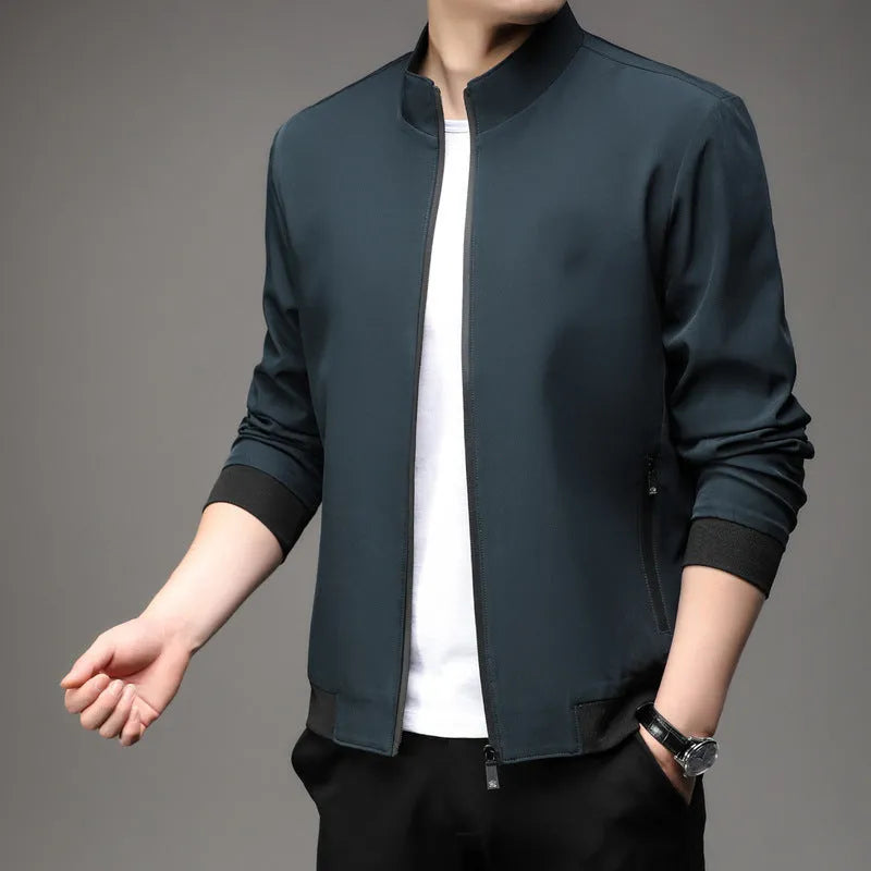 Korean style loose lapel casual jacket for men in polyester blend fabric available in multiple colours