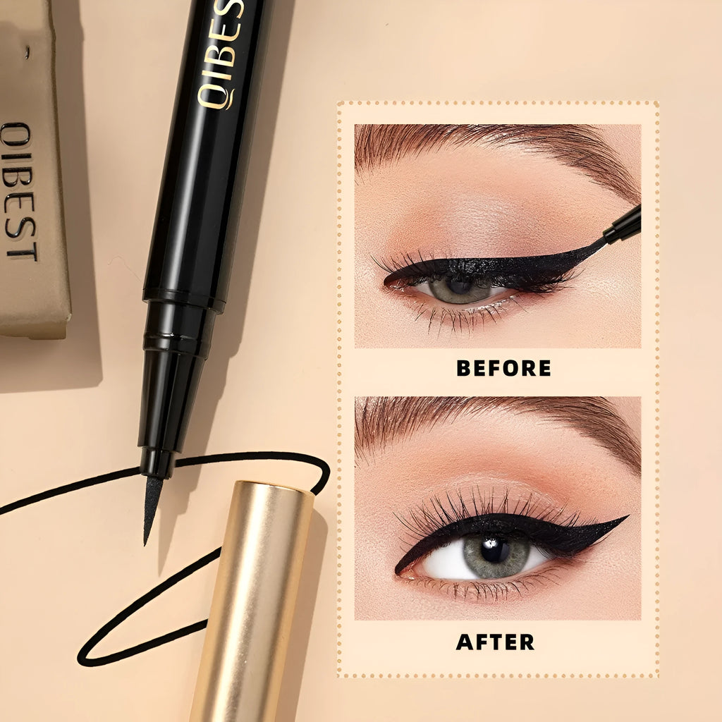Black liquid eyeliner pen with sweat-proof and smudge-resistant quick-drying formula