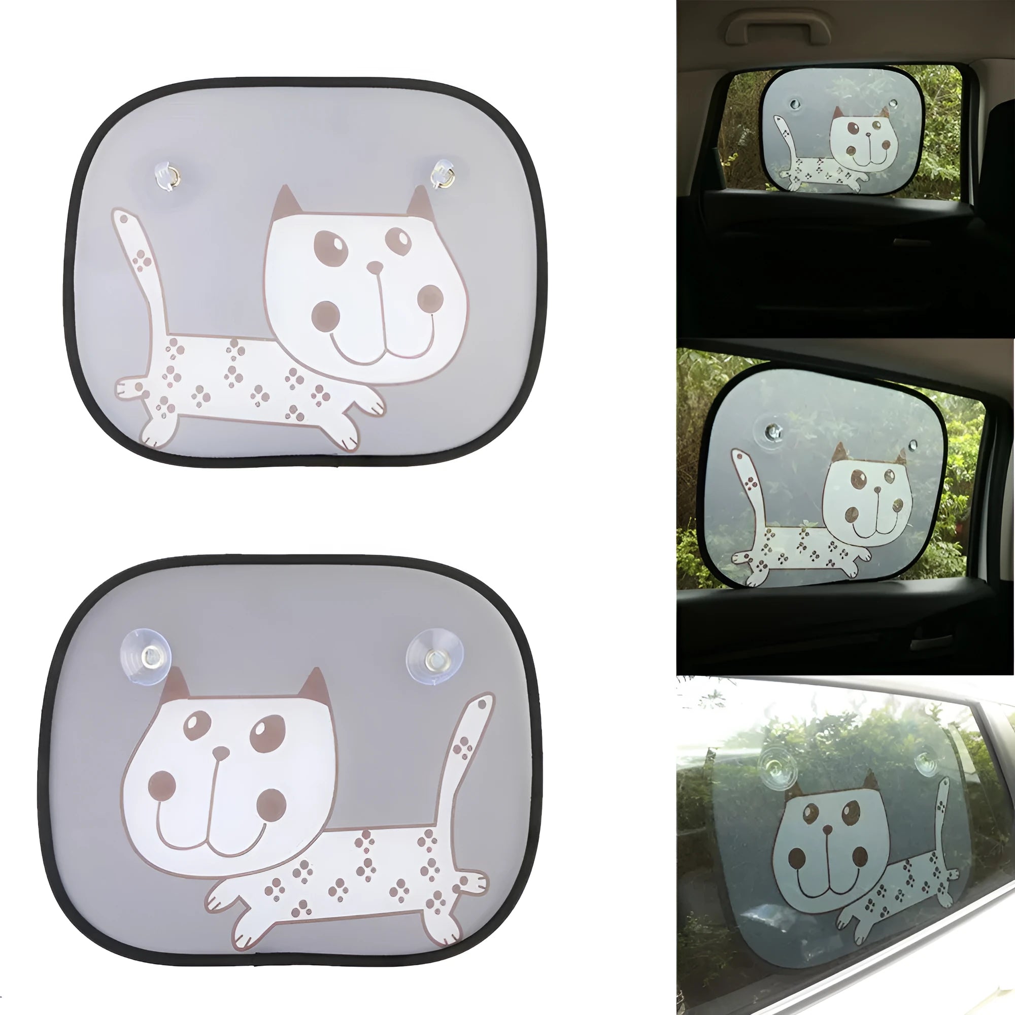 Universal mesh car window sunshade with suction cups, 44x35.5cm, in Zebra pattern