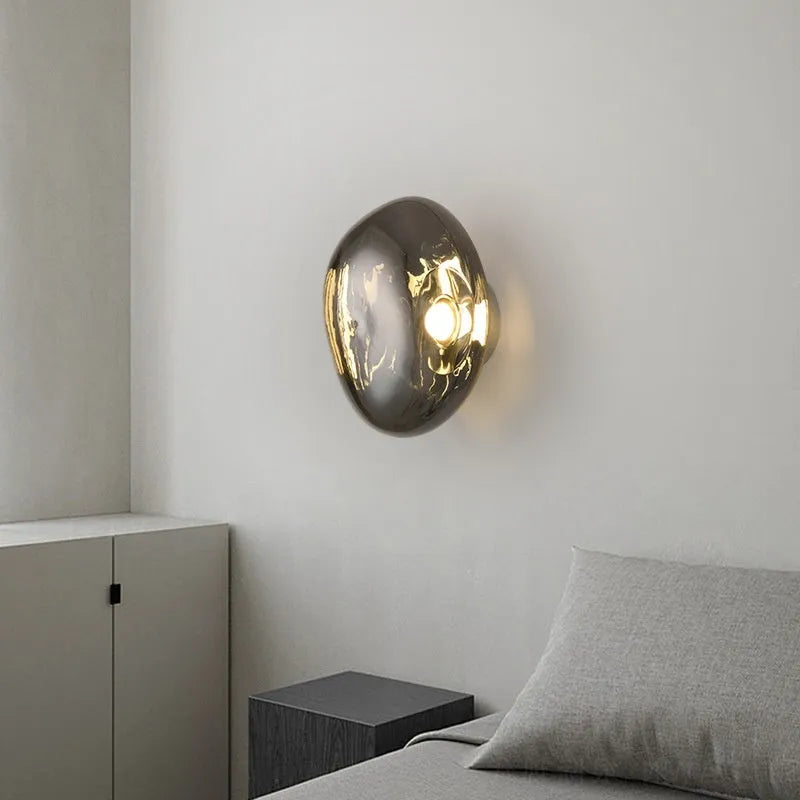 Modern creative staircase bar lava wall lamp with acrylic lampshade in gold colour, 30cm x 18cm