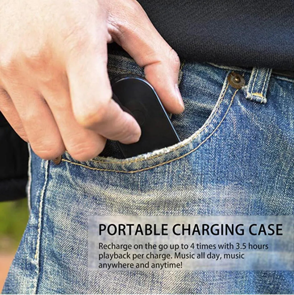 Black wireless Bluetooth headset with single-ear design for hands-free calling