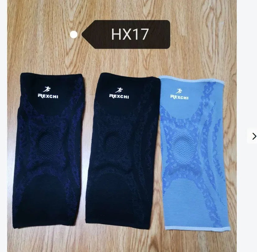 Black and purple silicone knee pad with spandex outer for basketball and football, size M, Hx17 style