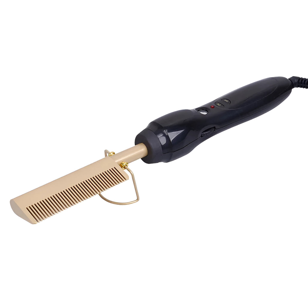 Multifunctional gold ceramic hair comb with 21-30mm thermal conductor and temperature control dial