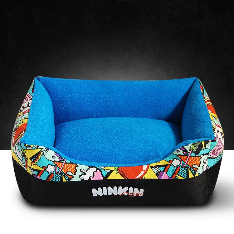 Pet litter mat in colourful nest style, cloth material, available in dark red, tender pink, royal blue, or dark brown.