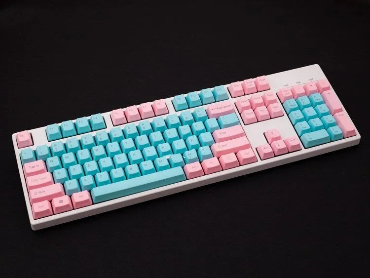Pink PBT keycaps full set with side-engraved legends for mechanical keyboard replacement