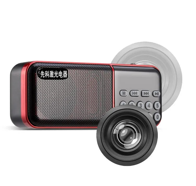 Black Walkman radio with AM FM dials and earphone jacks, plastic body, compact size 120x32x47mm
