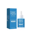 Copper peptide hair care oil in a 38.5mm square bottle with dropper applicator, 30ml capacity.