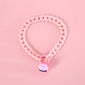 Adjustable plastic pet collar in macaron candy colours on a white background.