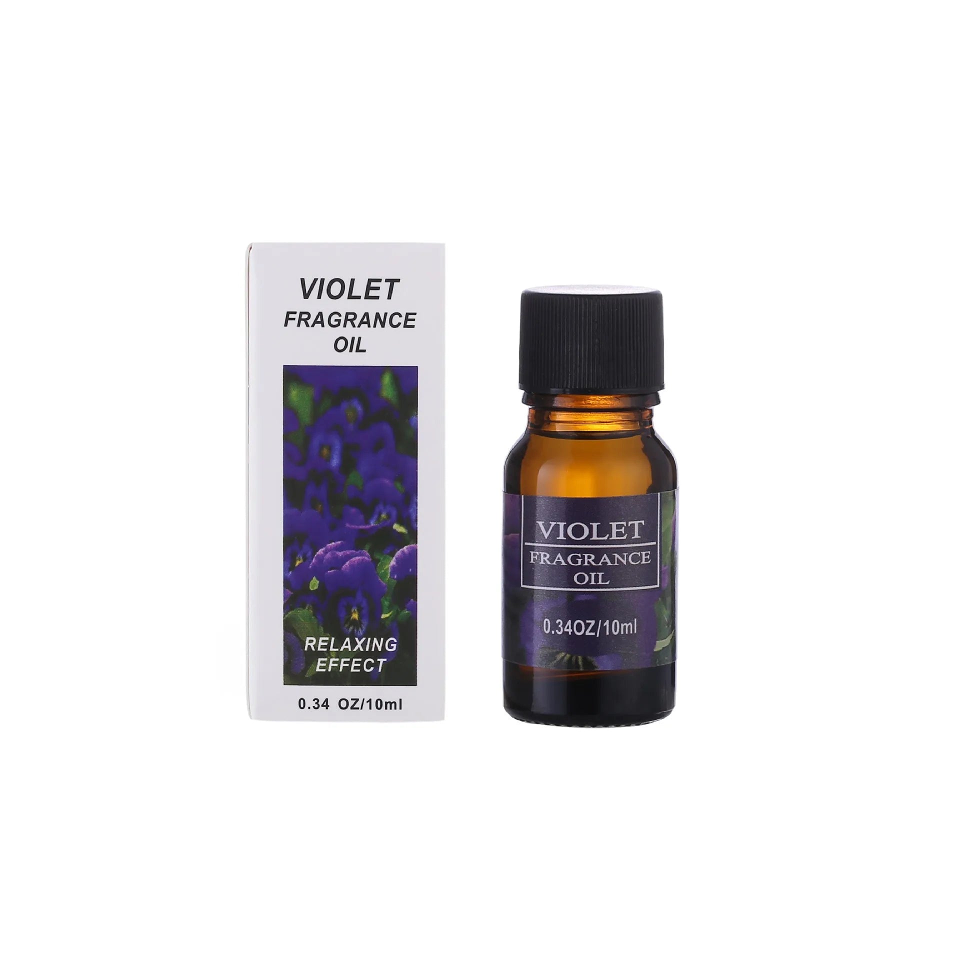 Set of 12 small glass bottles of aromatherapy essential oil, 10ml each, with labels showing Lavender, Rose, Lemon, and other fragrances.