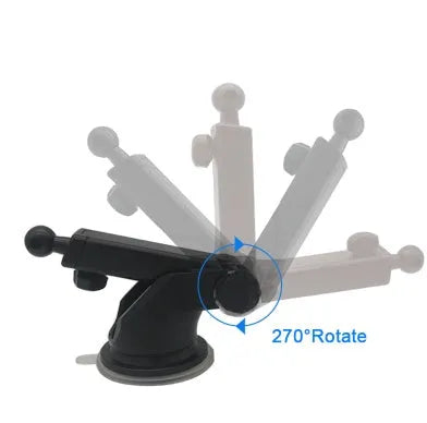 Universal car phone and navigation bracket with telescopic adjustable long rod on a dashboard.