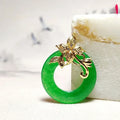 Emerald inlaid quartz rock jade pendant necklace in modern simplicity style with gold or silver finish options
