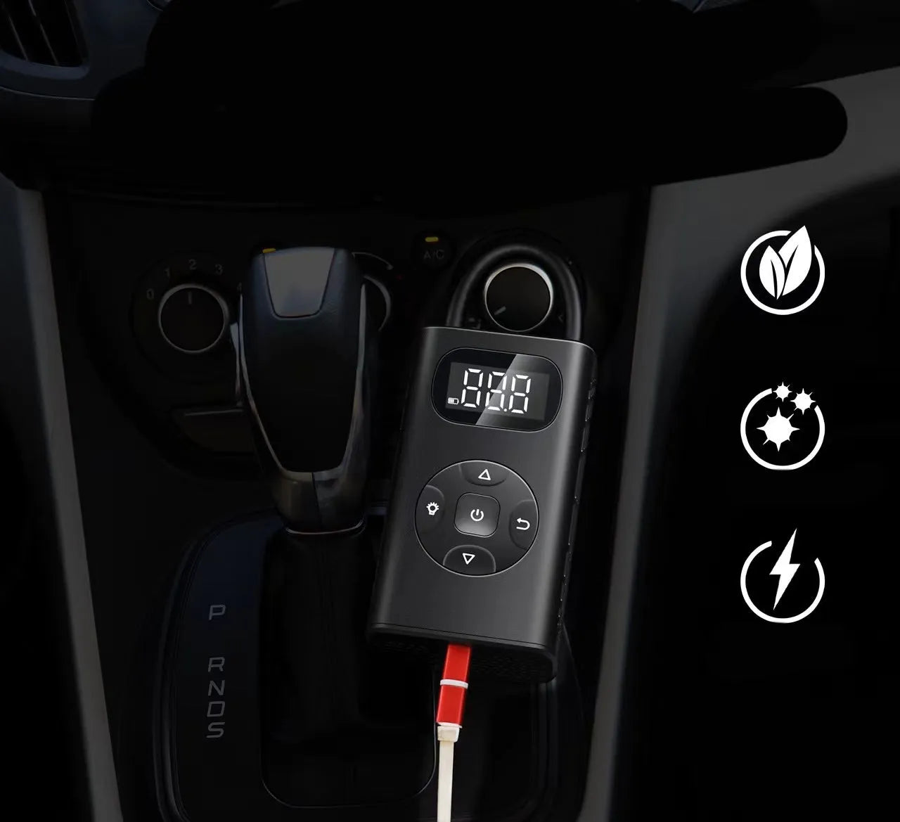 Black aviation aluminium USB power bank tyre inflator with hose for cars and motorcycles