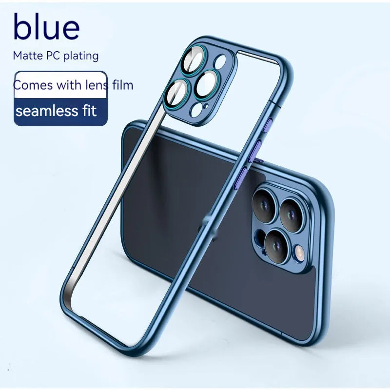 Matte electroplated PC phone case for Apple iPhone 12-15 Pro Max in titanium gray
