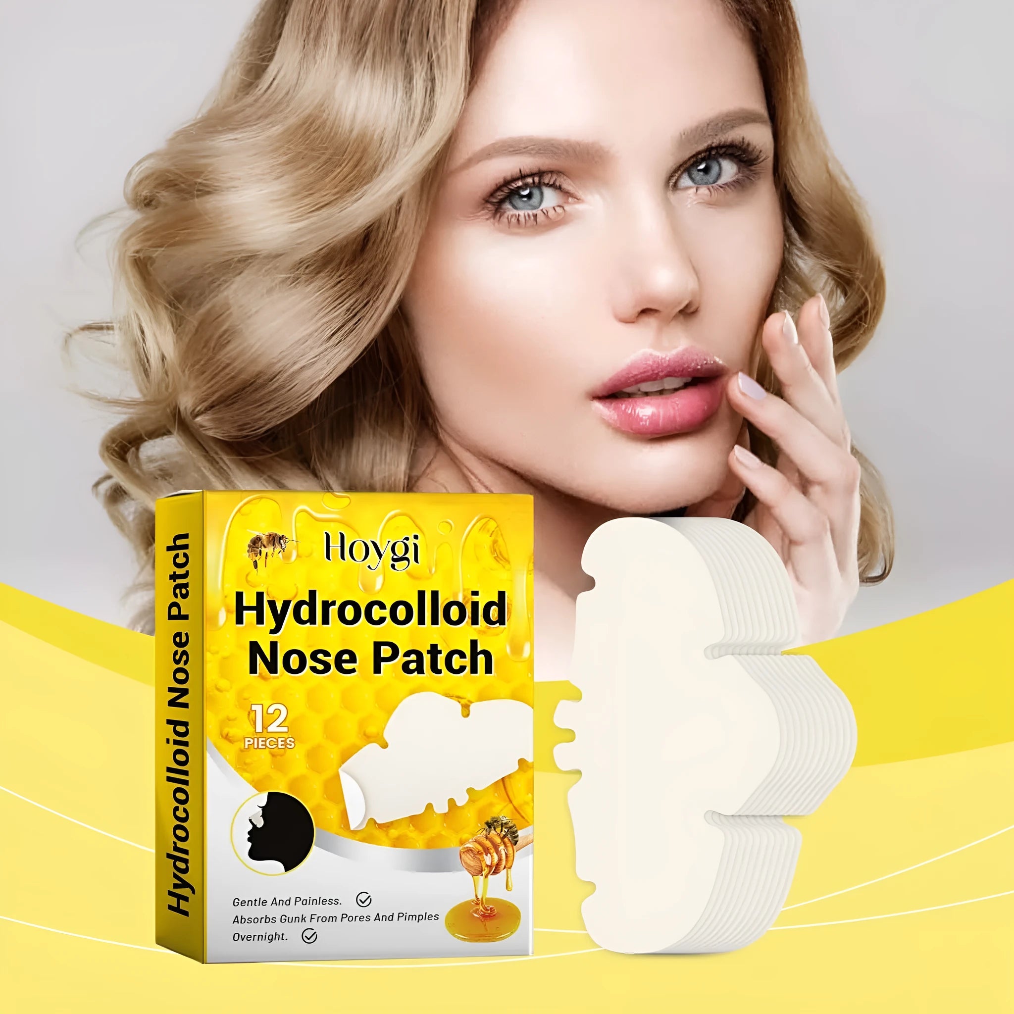 Transparent hydrocolloid nose pore patches pack of 12 pieces for blackhead treatment