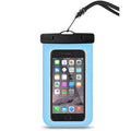 Waterproof mobile phone bag for diving and outdoor use, 21x10.7cm, fits 7-inch devices.