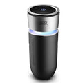 USB negative ion car air purifier in black and white, 75x75x165mm, with USB cable