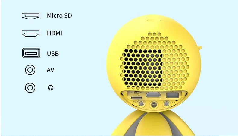 YG220 white or yellow LED projector showing front projection design and compact 0.7kg build