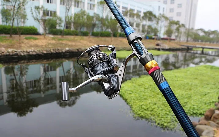 Full metal spinning reel with 13+1 ball bearings, high-hard aluminium alloy wire cup and copper toothed rod