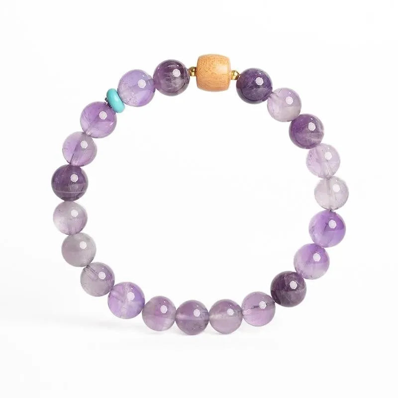 Purple amethyst crystal bracelet with round beads in natural style