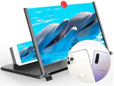 12-inch wood grain folding smartphone screen amplifier bracket with acrylic lens
