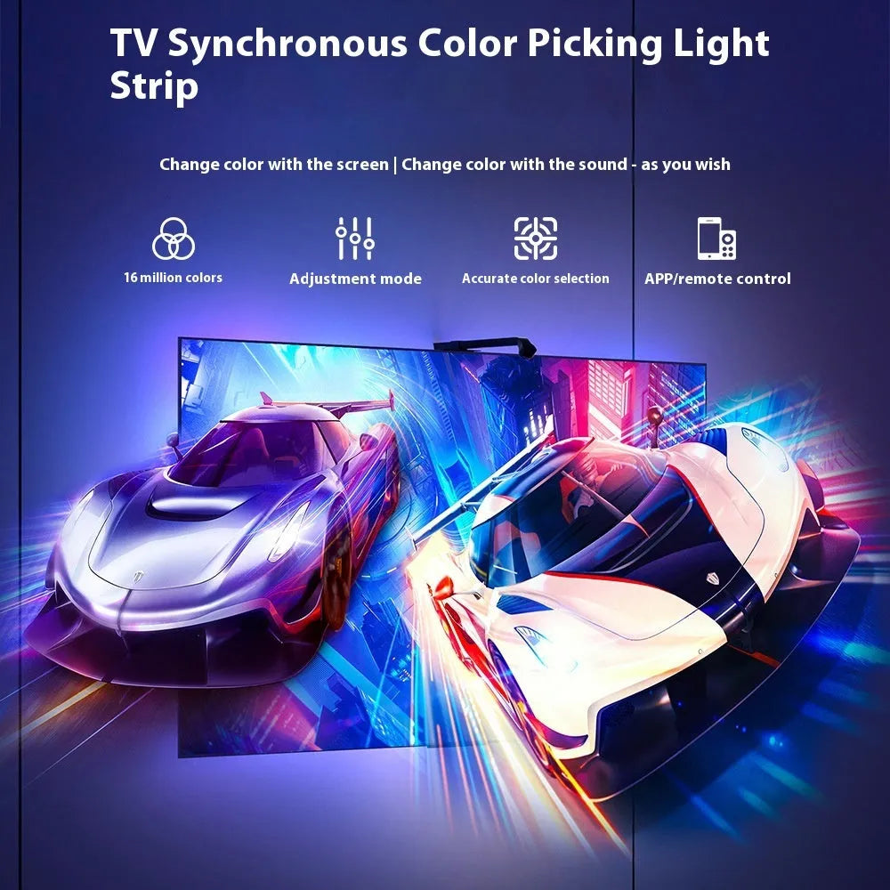 TV same screen ambience light strip with 30 LEDs per metre and smart remote control in magic colour