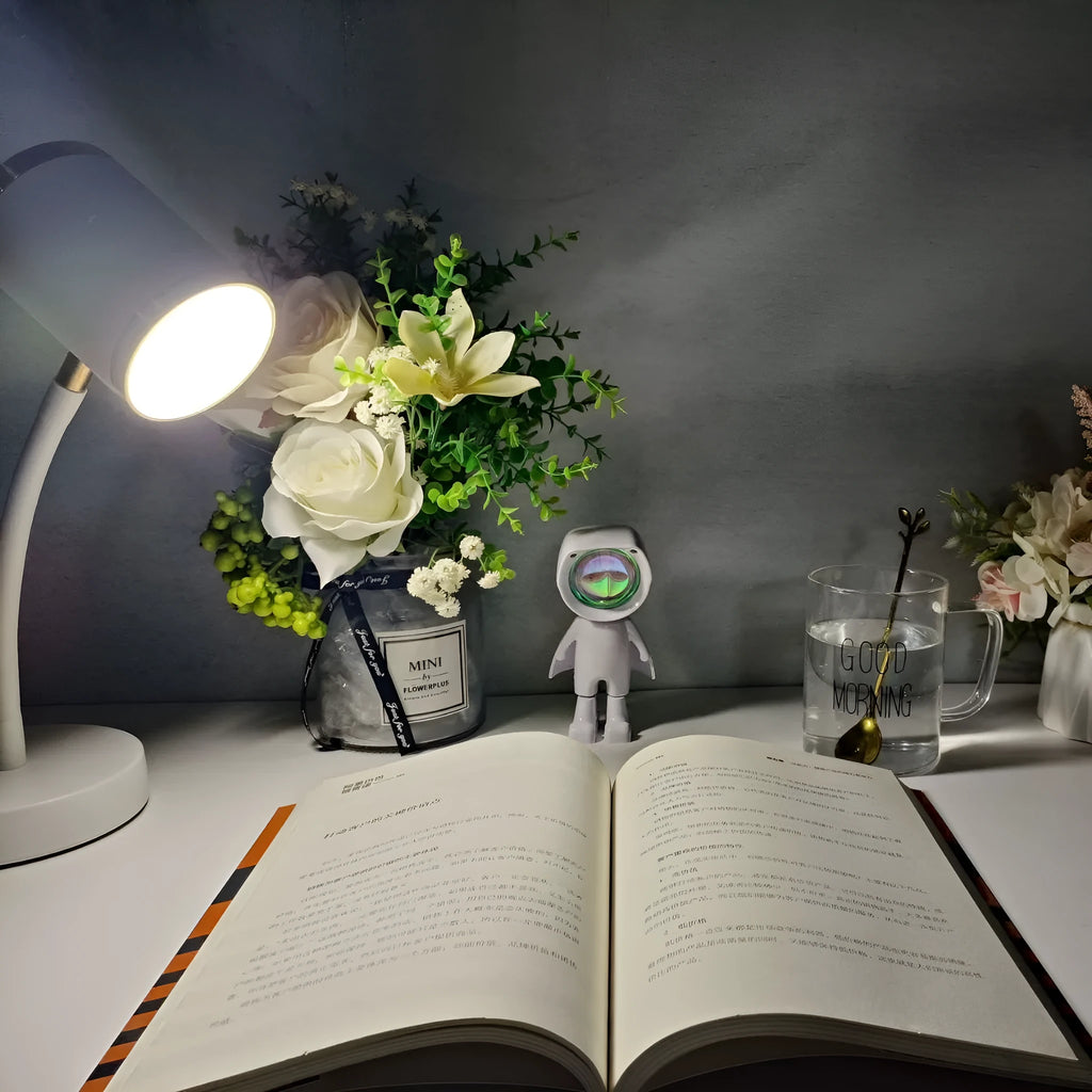 Double-headed photography streaming table lamp with metal holder in black colour option