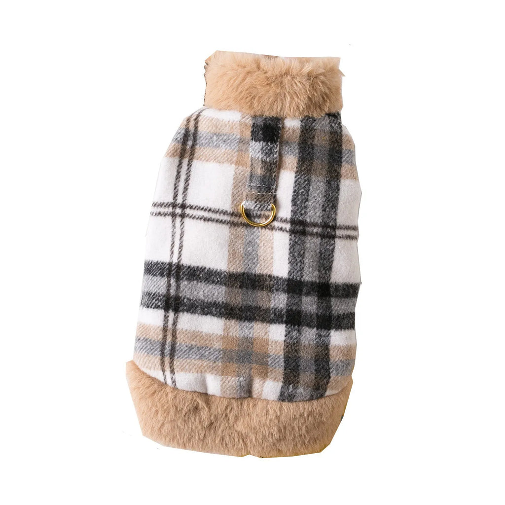 Thickened polyester pet dog coat in khaki with casual design for autumn winter