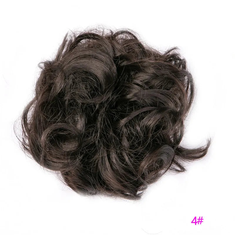 Fluffy drawstring curly hair bun ring set in 1B style with chemical fibre construction, popular in Europe Japan South Korea for women