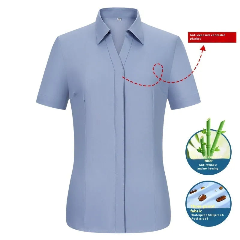 Men's slim fit bamboo fibre short sleeve shirt with square collar in solid colour