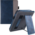 Calf leather Kindle Paperwhite11 case with wrist strap bracket and microfiber lining.