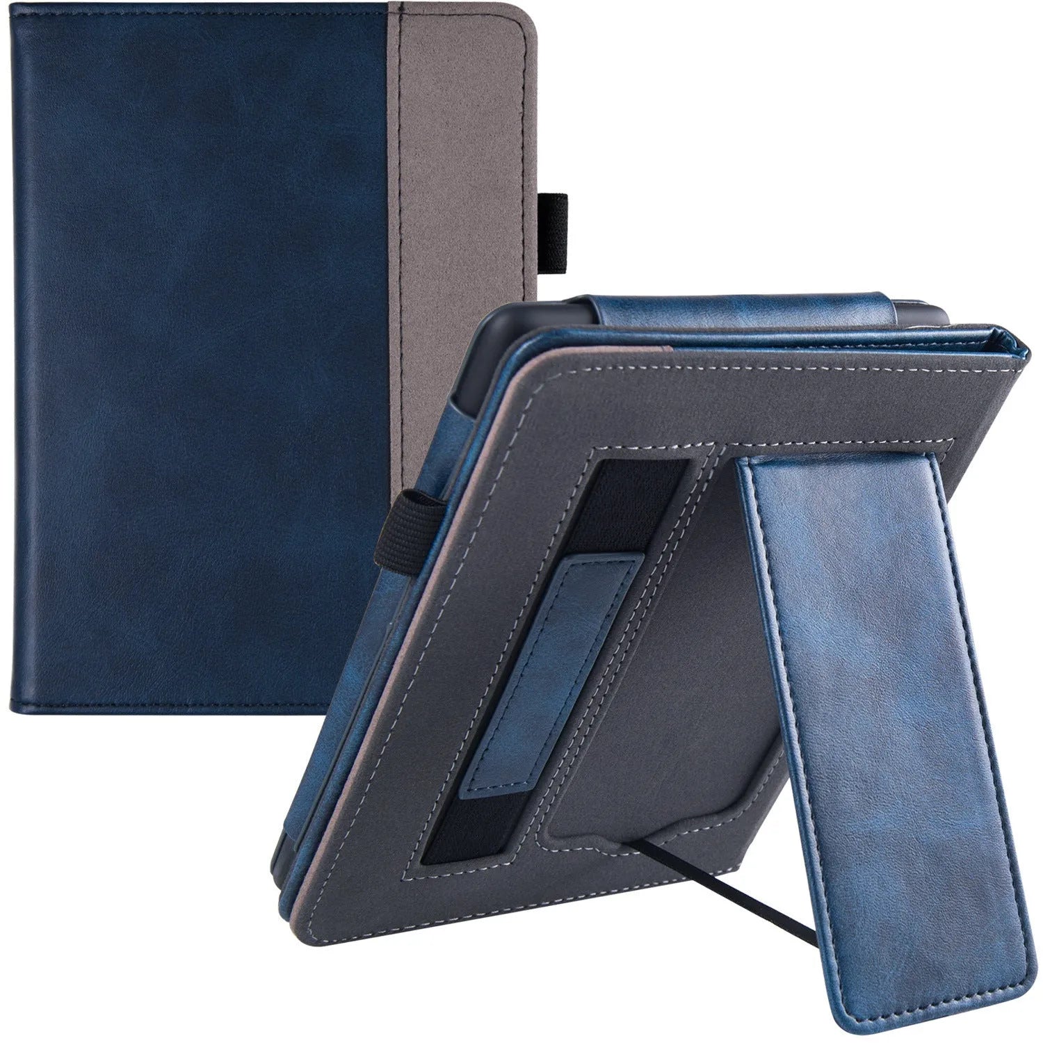 Calf leather Kindle Paperwhite11 case with wrist strap bracket and microfiber lining.