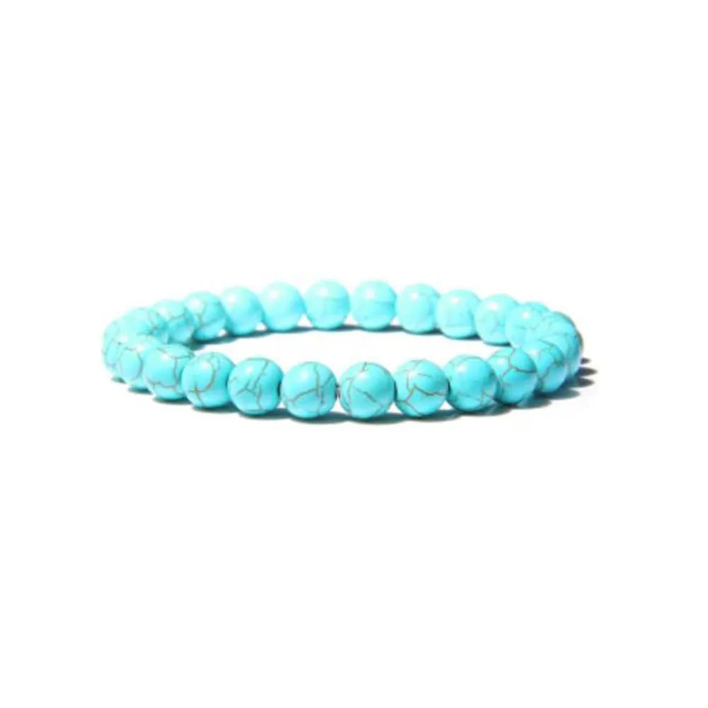 8mm natural stone bead bracelet with geometric shaped agate beads in multiple colour options