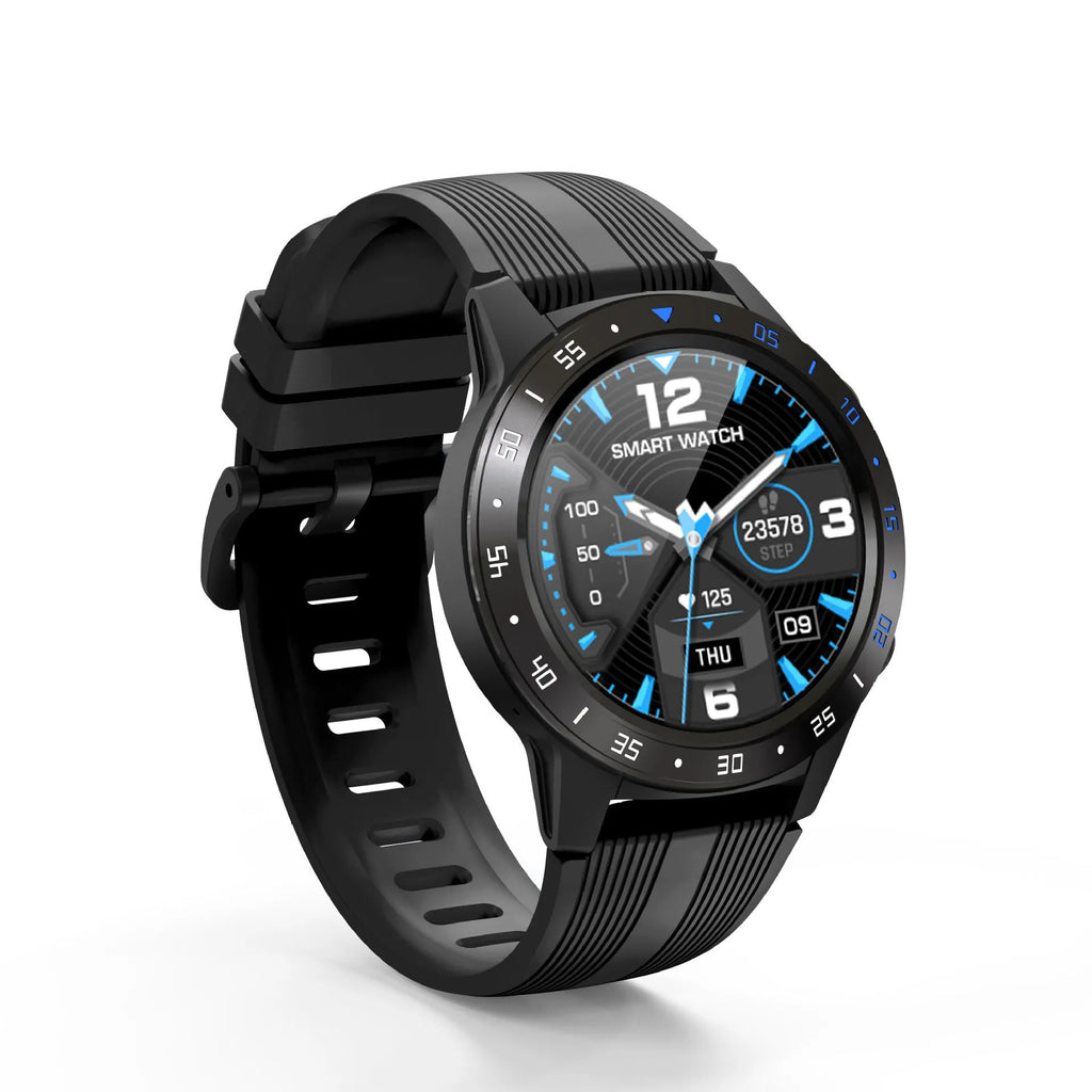 Sports mode card watch with 1.3 inch IPS touch screen, liquid silicone strap in black colour on wrist