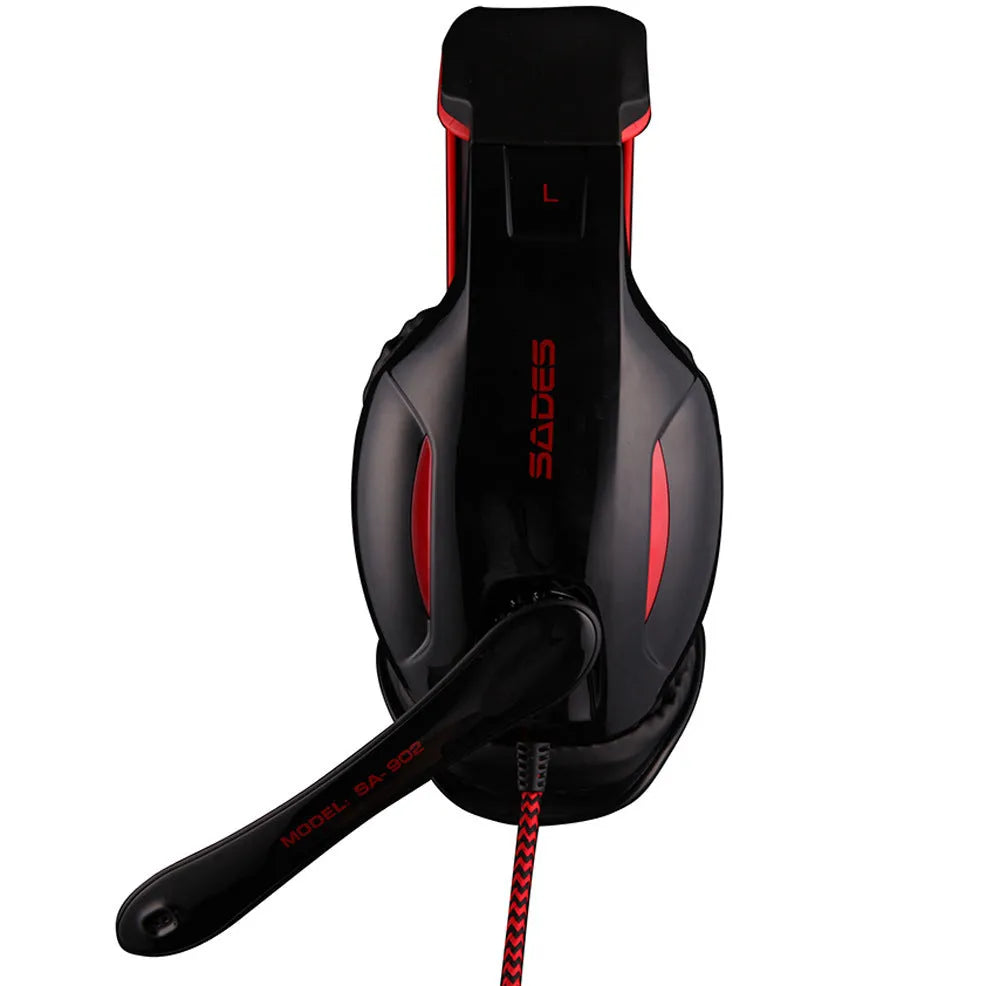 SADES SA902 Hero Alliance black wired USB gaming headset for PC with over-ear design and microphone.
