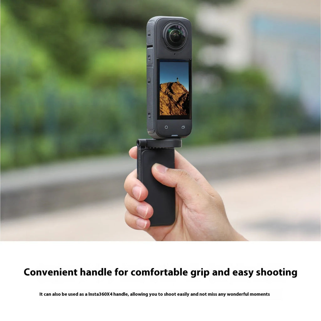 Black magnetic bracket base handheld handle for Insta360 X4 camera with angle adjustable design