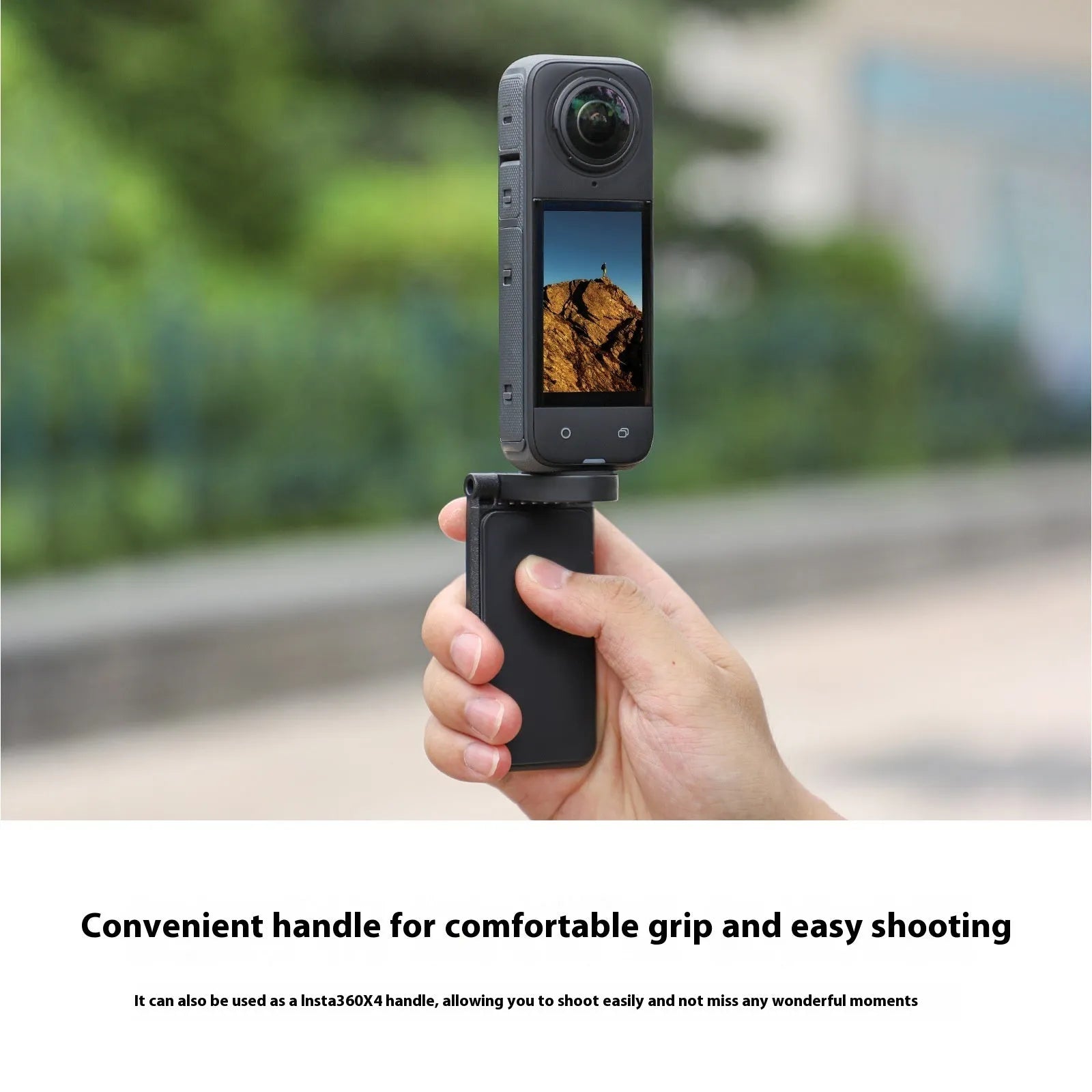 Black magnetic bracket base handheld handle for Insta360 X4 camera with angle adjustable design