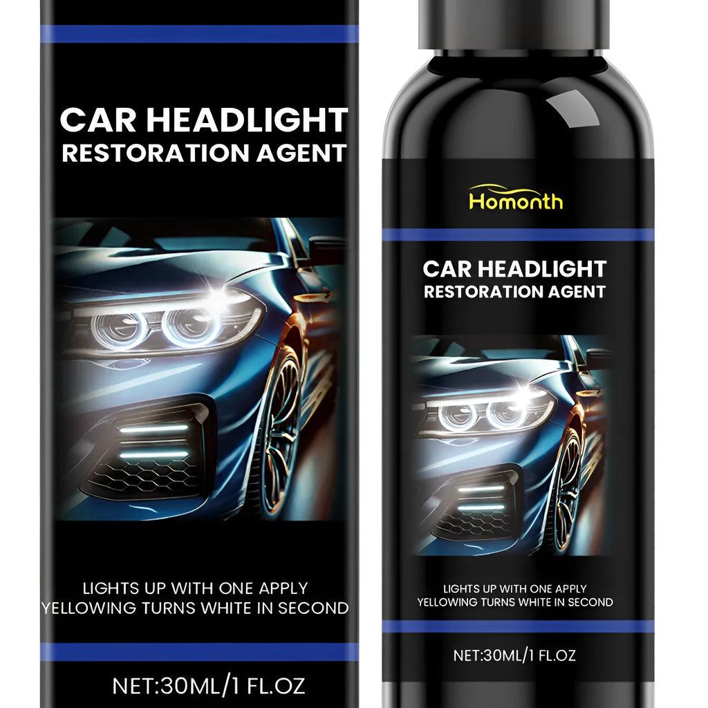 30ml bottle of car headlight restoration agent with liquid polymer formula for clearer lenses