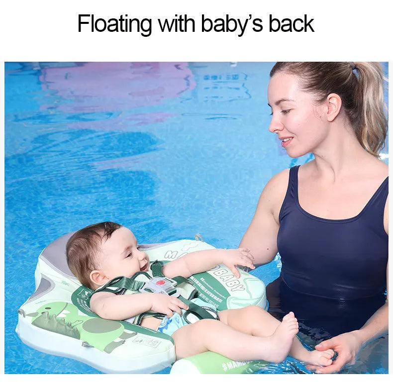 Green dinosaur baby floating swimming ring with sun shade for children 3-24 months